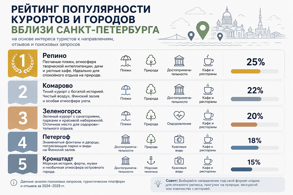 Рейтинг городов и курортов Санкт-Петербурга